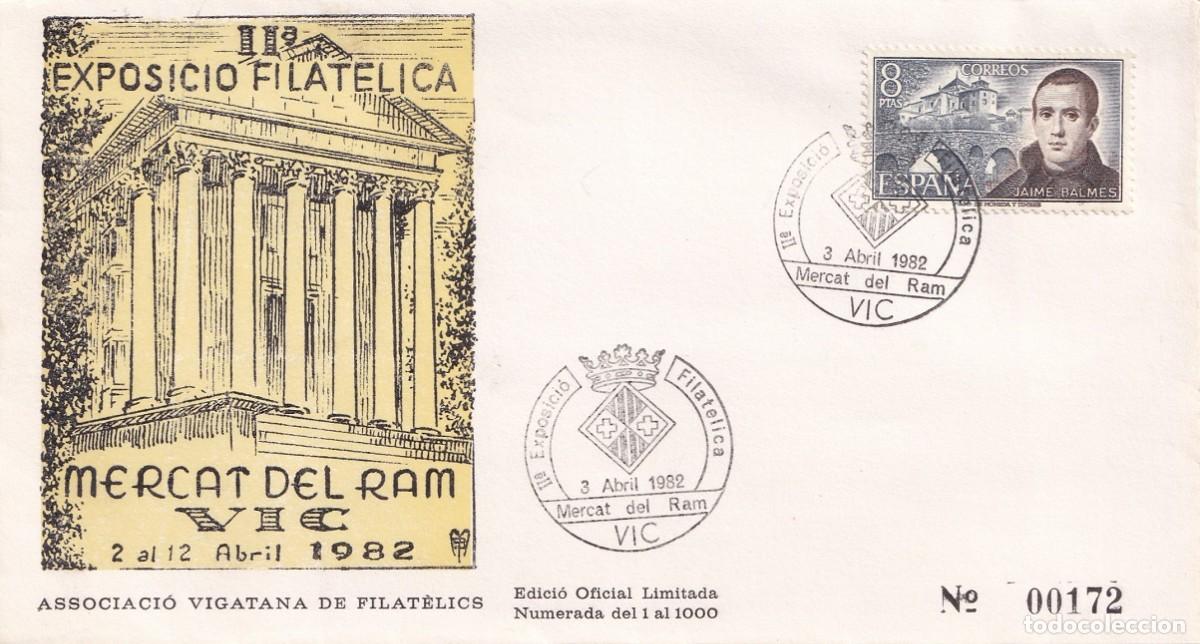Sellos: Sobre Vic 1982 - II&ordf; Exposici&oacute; Filat&egrave;lica Mercat del Ram - Associaci&oacute; Vigatana de Filat&egrave;lics