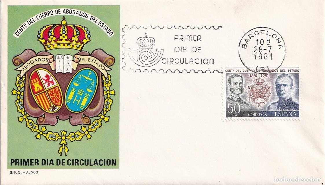 Sellos: SPD Barcelona 1981 - Centenario del Cuerpo de Abogados del Estado - Primer d&iacute;a de circulaci&oacute;n - FDC