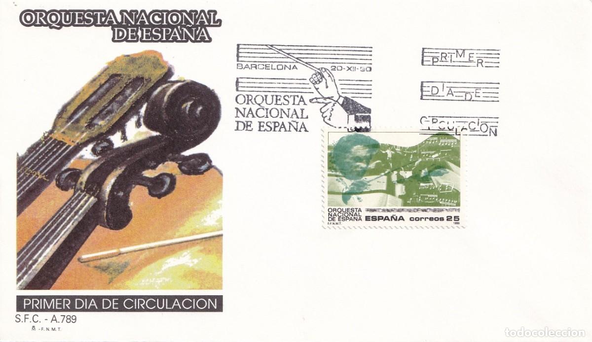 Sellos: SPD Barcelona 1990 - 50 Aniversario de la Orquesta Nacional de Espa&ntilde;a - Director, partitura y batuta
