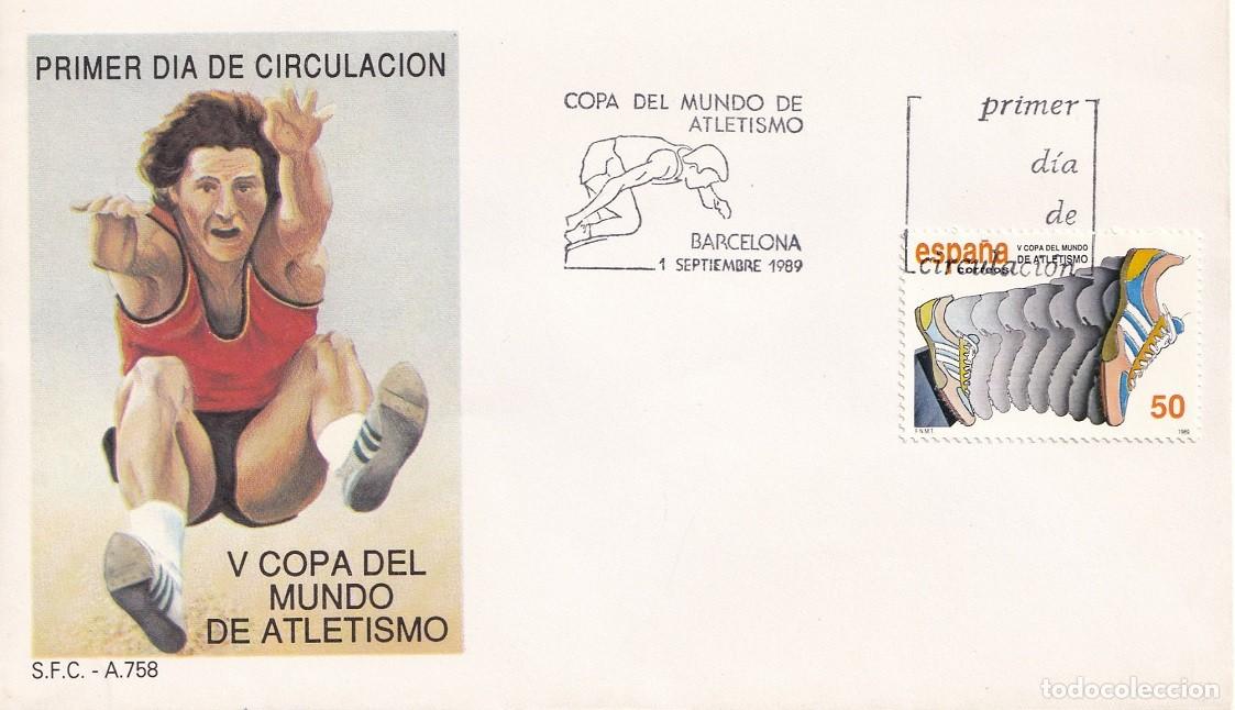 Timbres: SPD Barcelona 1989 - V Copa del Mundo de Atletismo - Salida de carrera - Primer d&iacute;a de circulaci&oacute;n