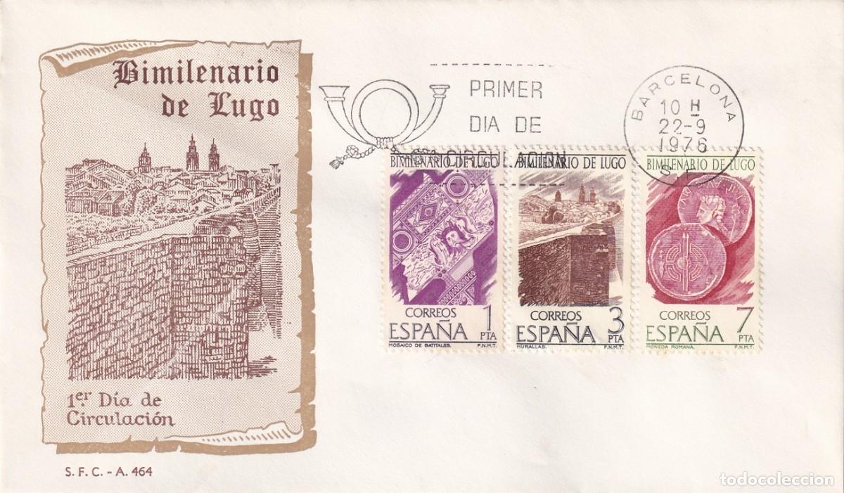 Sellos: SPD Barcelona 1976 - Bimilenario de Lugo - Mosaico de Batitales - Murallas romanas - Monedas romanas