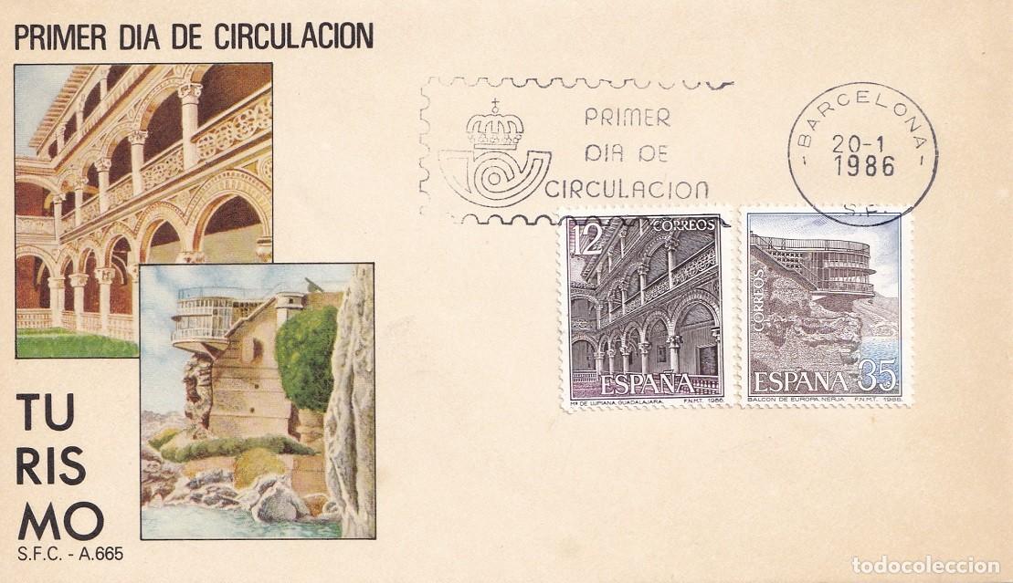 Sellos: SPD Barcelona 1986 - Turismo - Monasterio de Lupiana Guadalajara - Balc&oacute;n de Europa Nerja, M&aacute;laga