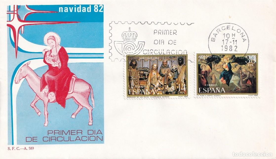 Sellos: SPD Barcelona 1982 - Navidad - Adoraci&oacute;n - La huida a Egipto - Primer d&iacute;a de circulaci&oacute;n - FDC
