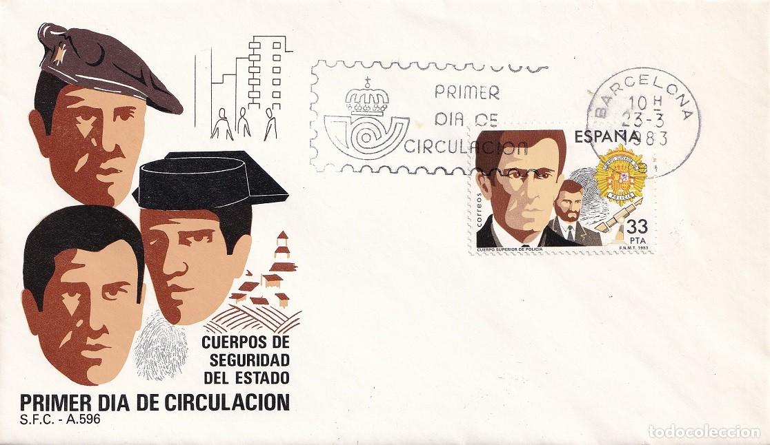 Sellos: SPD Barcelona 1983 - Cuerpos de Seguridad del Estado - Cuerpo Superior de Polic&iacute;a - Primer d&iacute;a FDC