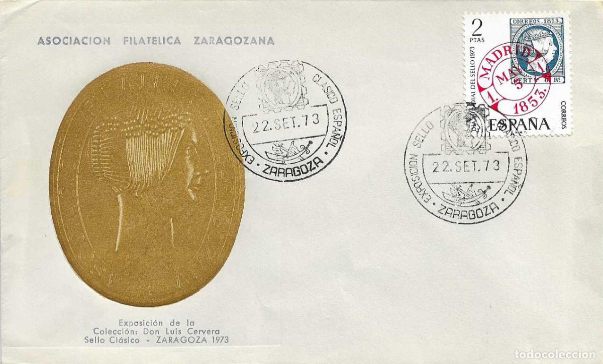 Sellos: SELLO CLASICO ESPA&Ntilde;OL EXPOSICION, ZARAGOZA 22 SEPTIEMBRE 1973. MATASELLOS SOBRE REINA ISABEL II RARO