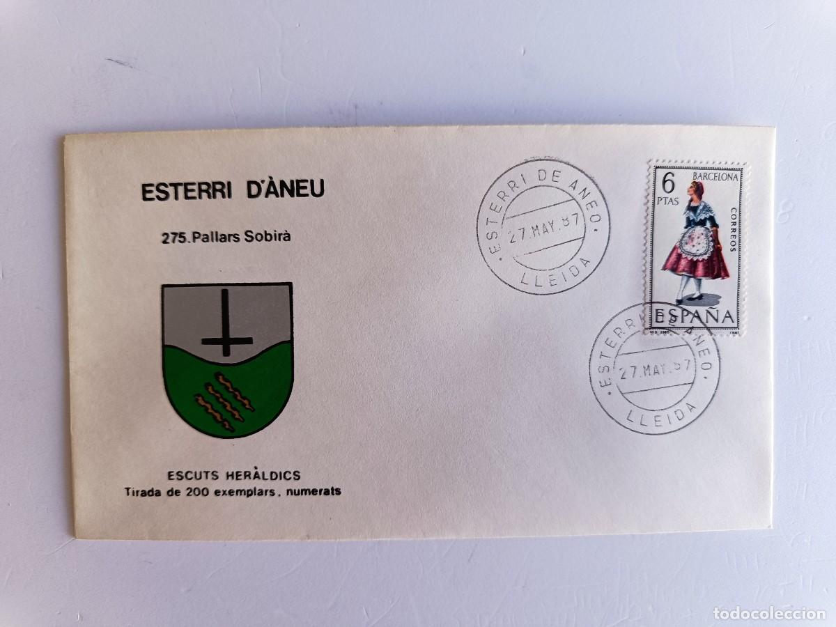 Sellos: MATASELLOS EN SOBRE ILUSTRADO CON ESCUDO DE LA POBLACI&Oacute;N D'ESTERRI D'&Agrave;NEU - PALLARS SOBIR&Agrave; - LERIDA