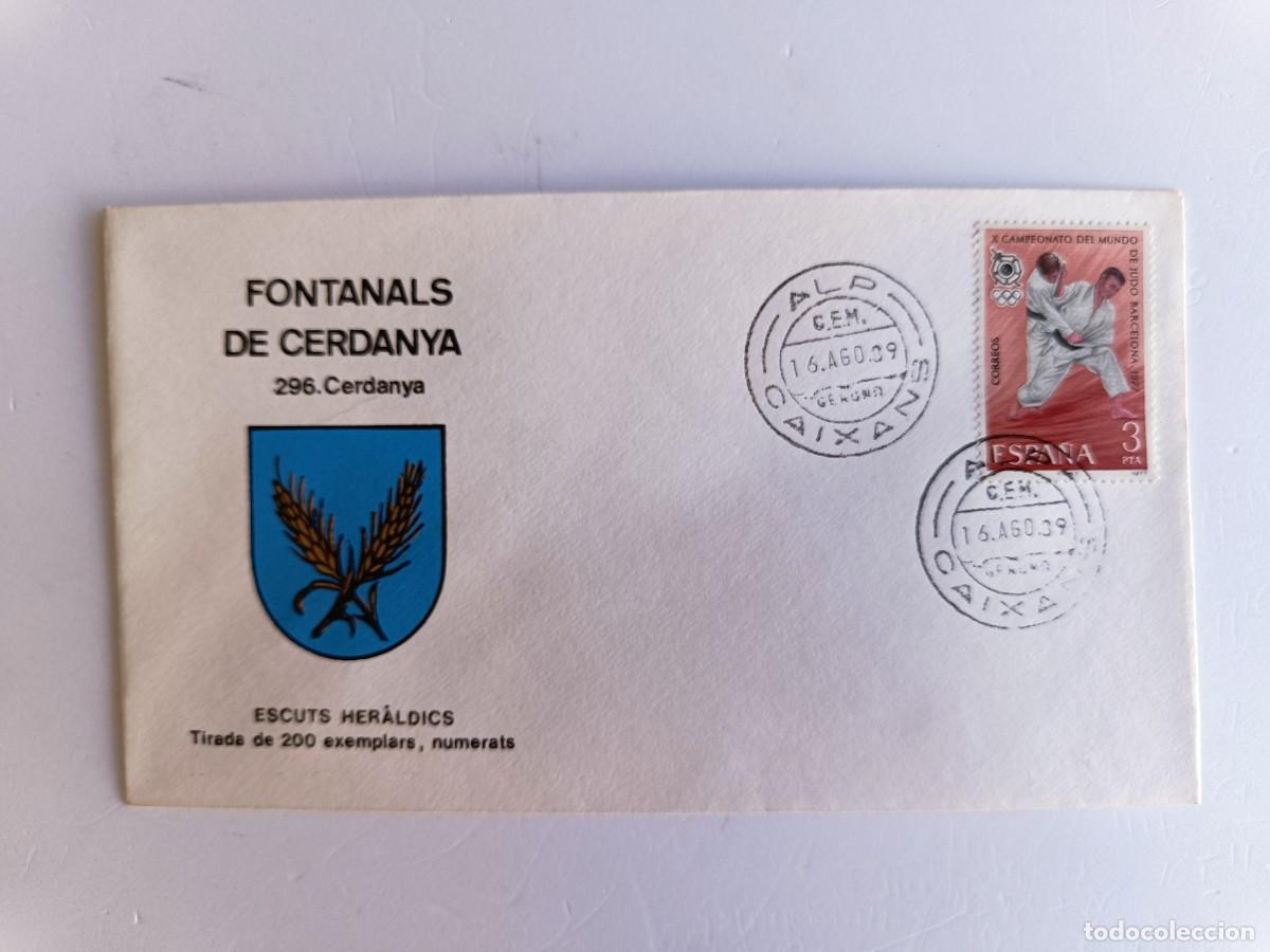 Sellos: MATASELLOS EN SOBRE ILUSTRADO CON ESCUDO DE LA POBLACI&Oacute;N DE FONTANALS DE CERDANYA - CERDANY - GERONA
