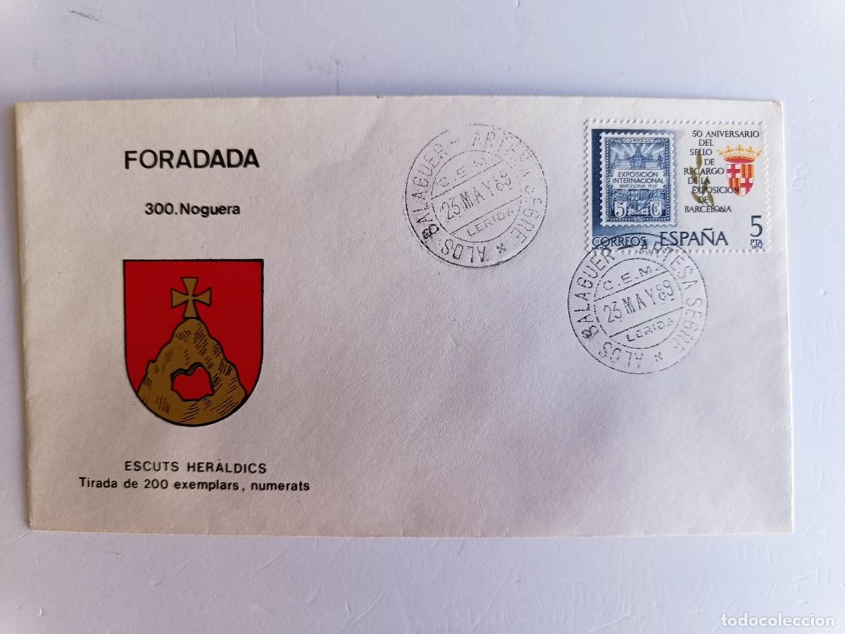 Stamps: MATASELLOS EN SOBRE ILUSTRADO CON ESCUDO DE LA POBLACI&Oacute;N DE FORADADA - NOGUERA - LERIDA