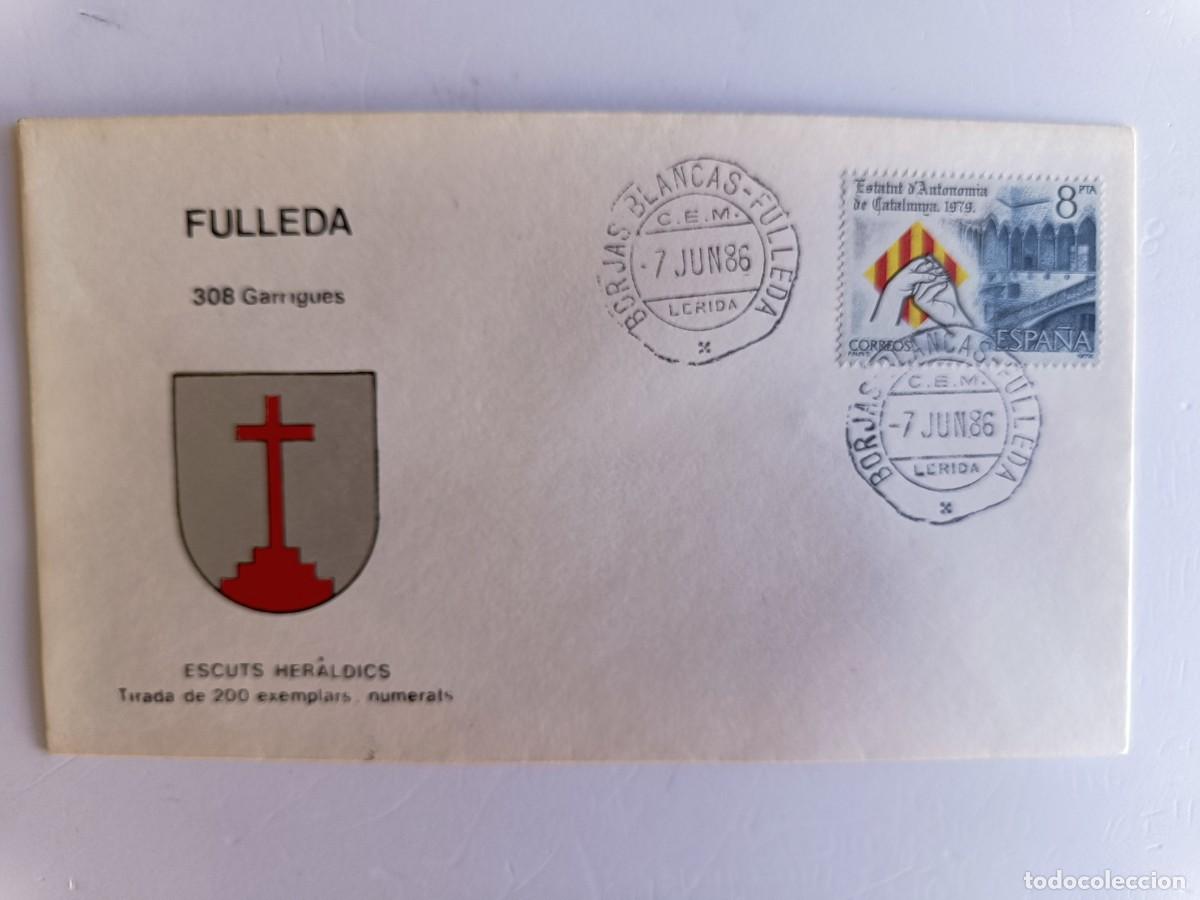 Sellos: MATASELLOS EN SOBRE ILUSTRADO CON ESCUDO DE LA POBLACI&Oacute;N DE FULLEDA - GARRIGUES - LERIDA