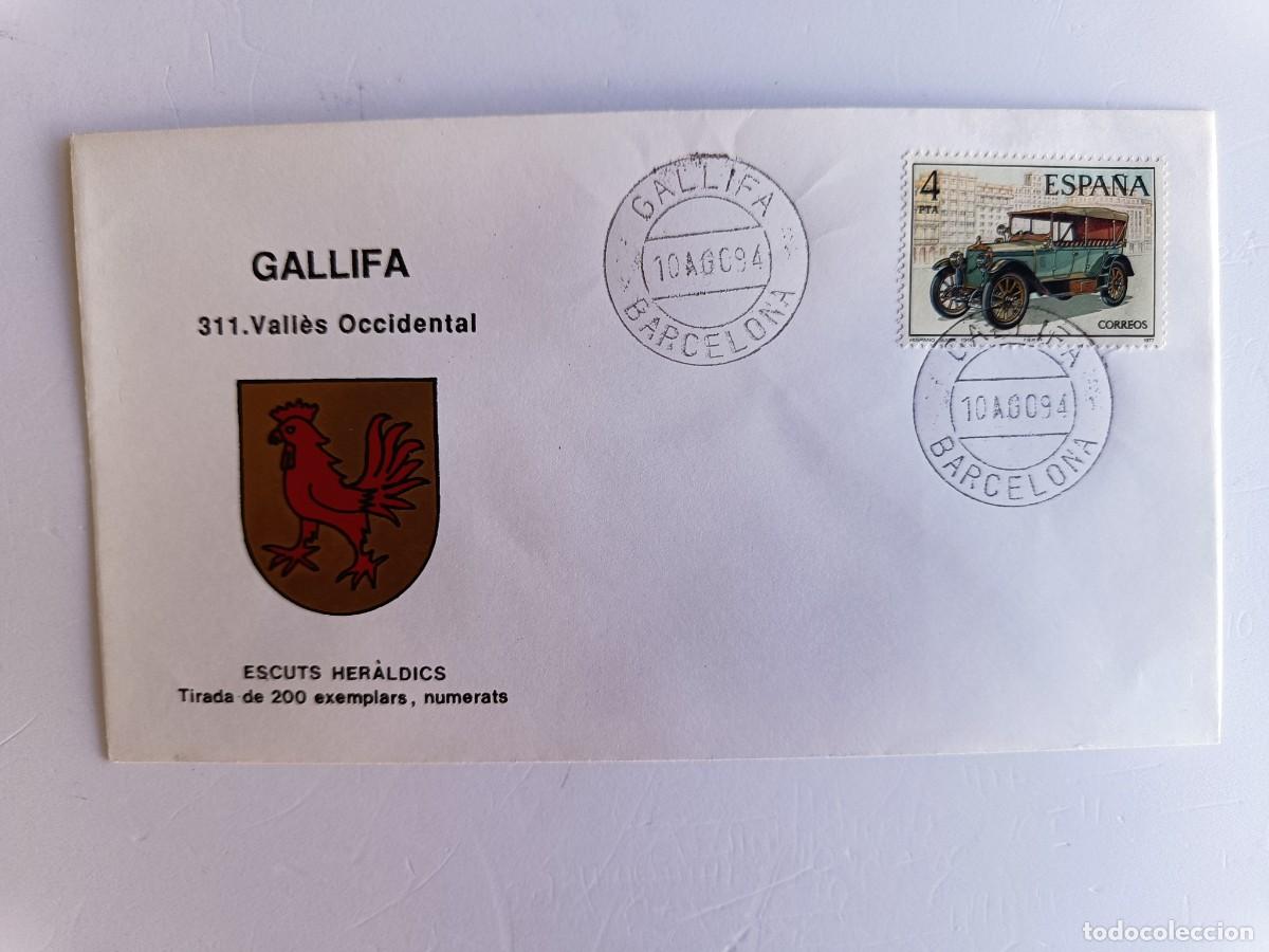 Sellos: MATASELLOS EN SOBRE ILUSTRADO CON ESCUDO DE LA POBLACI&Oacute;N DE GALLIFA - VALL&Egrave;S OCCIDENTAL - BERCELONA