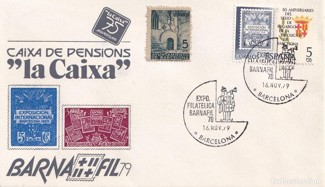 Sellos: Sobre Barcelona 1979 - Barnafil 79 Caixa de Pensions La Caixa 75 Aniversari - Matasellos especiales