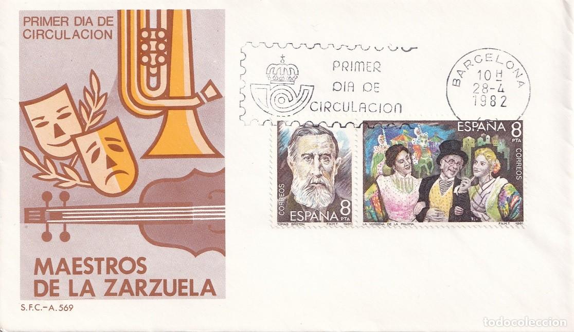 Briefmarken: SPD Barcelona 1982 - Maestros de la Zarzuela - La verbena de la paloma - Tom&aacute;s Bret&oacute;n - Primer d&iacute;a