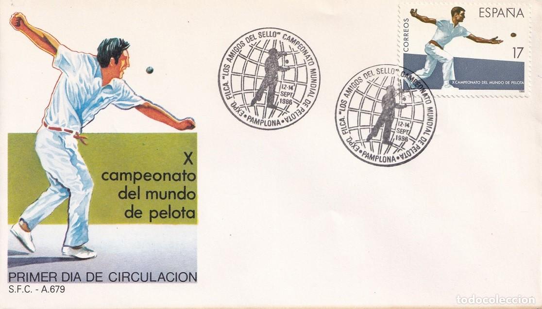 Timbres: SPD Pamplona 1986 - X Campeonato del mundo de pelota - Primer d&iacute;a de circulaci&oacute;n - FDC
