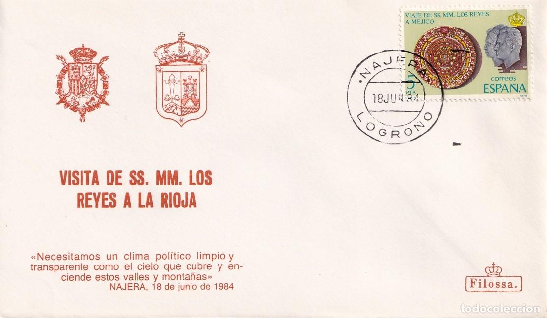 Timbres: Sobre Filossa Najera 1984 - Visita de SS.MM. los Reyes D. Juan Carlos y Do&ntilde;a Sof&iacute;a a La Rioja