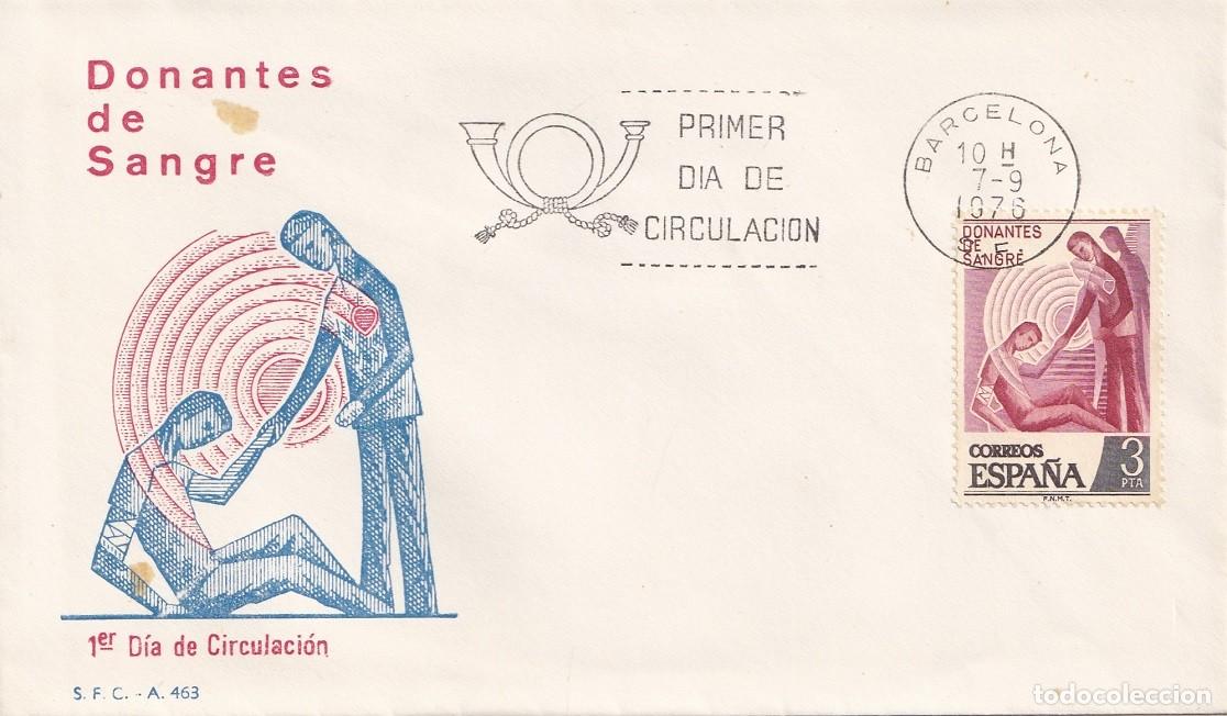 Stamps: SPD Barcelona 1976 - Donantes de sangre - Primer d&iacute;a de circulaci&oacute;n - FDC