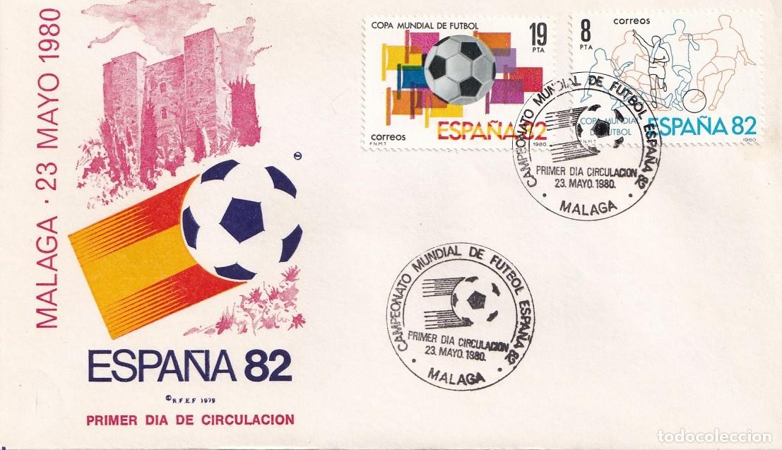 Sellos: SPD M&aacute;laga 1980 - Campeonato Mundial de F&uacute;tbol Espa&ntilde;a 82 - Primer d&iacute;a circulaci&oacute;n - Matasellos