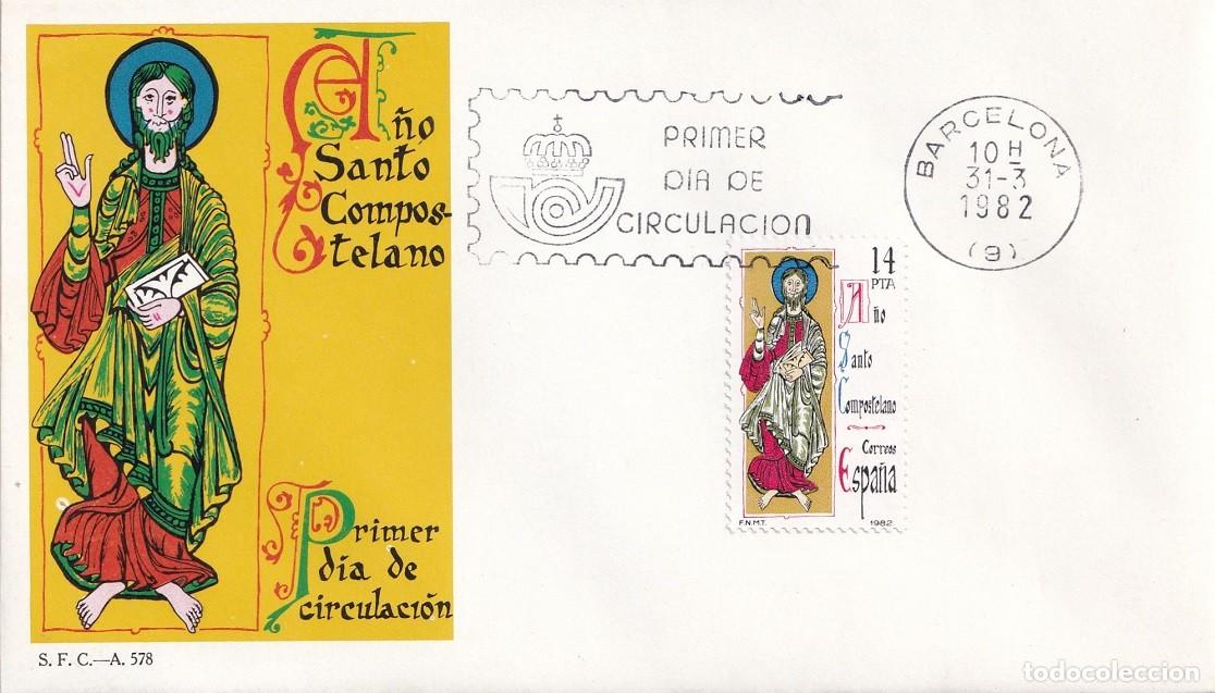 Sellos: SPD Barcelona 1982 - A&ntilde;o Santo Compostelano - Ilustraci&oacute;n del C&oacute;dice Calixtino - Primer d&iacute;a