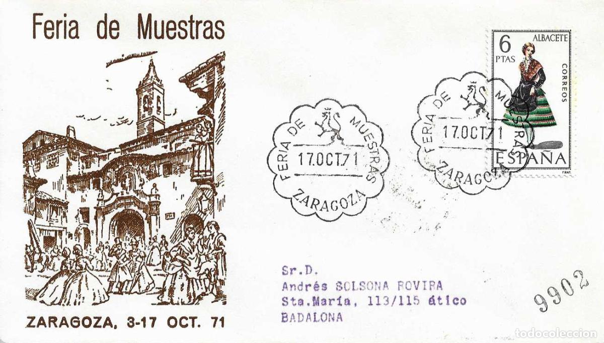 Sellos: FERIA DE MUESTRAS, ZARAGOZA 17 OCTUBRE 1971. RARO MATASELLOS LEON EN SOBRE CIRCULADO DE ALFIL