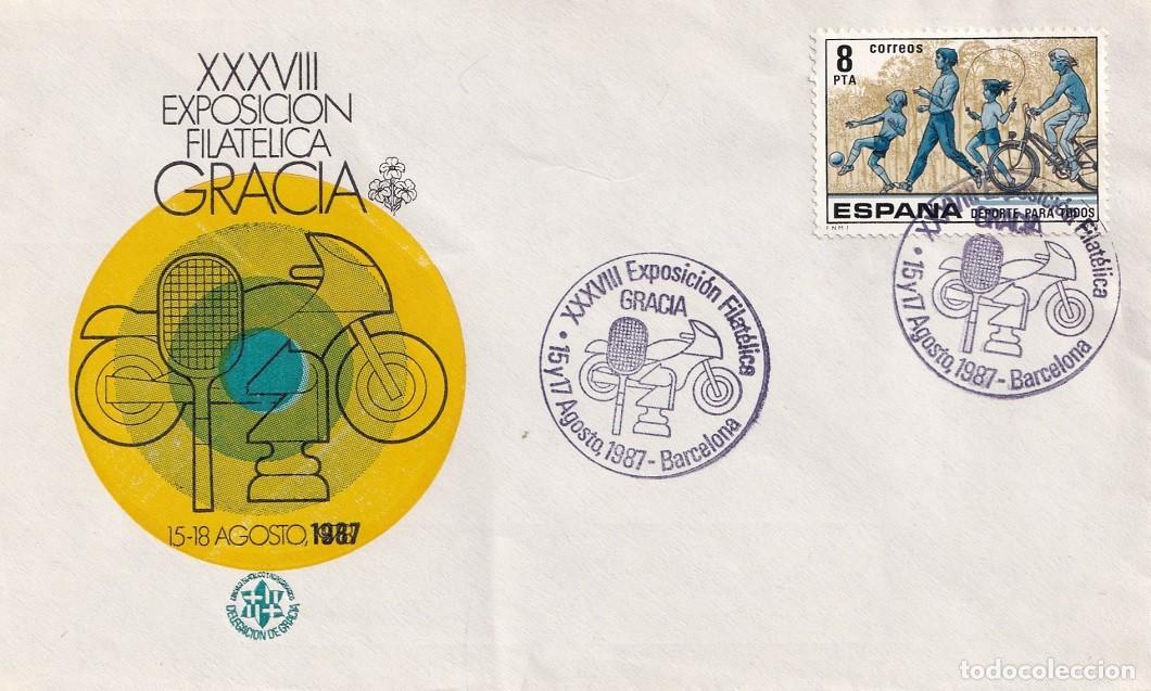 Sellos: Sobre Gracia 1987 - XXXVIII Exposici&oacute;n Filat&eacute;lica Gracia 15-18 Agosto 1987 - Deportes para todos