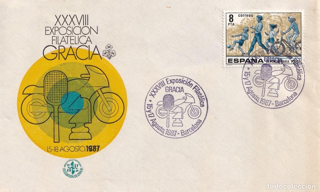 Sellos: Sobre Gracia 1987 - XXXVIII Exposici&oacute;n Filat&eacute;lica Gracia 15-18 Agosto 1987 - Deportes para todos