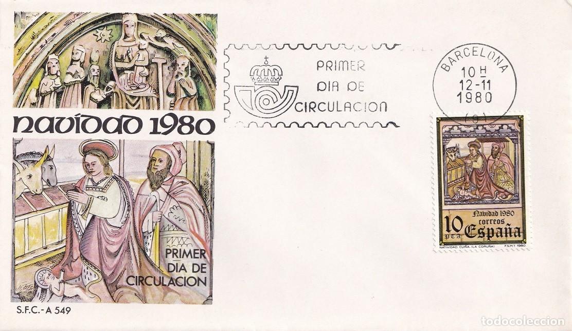 Sellos: SPD Barcelona 1980 - Navidad - Mural g&oacute;tico en Oza de los R&iacute;os (La Coru&ntilde;a) - Primer d&iacute;a - FDC