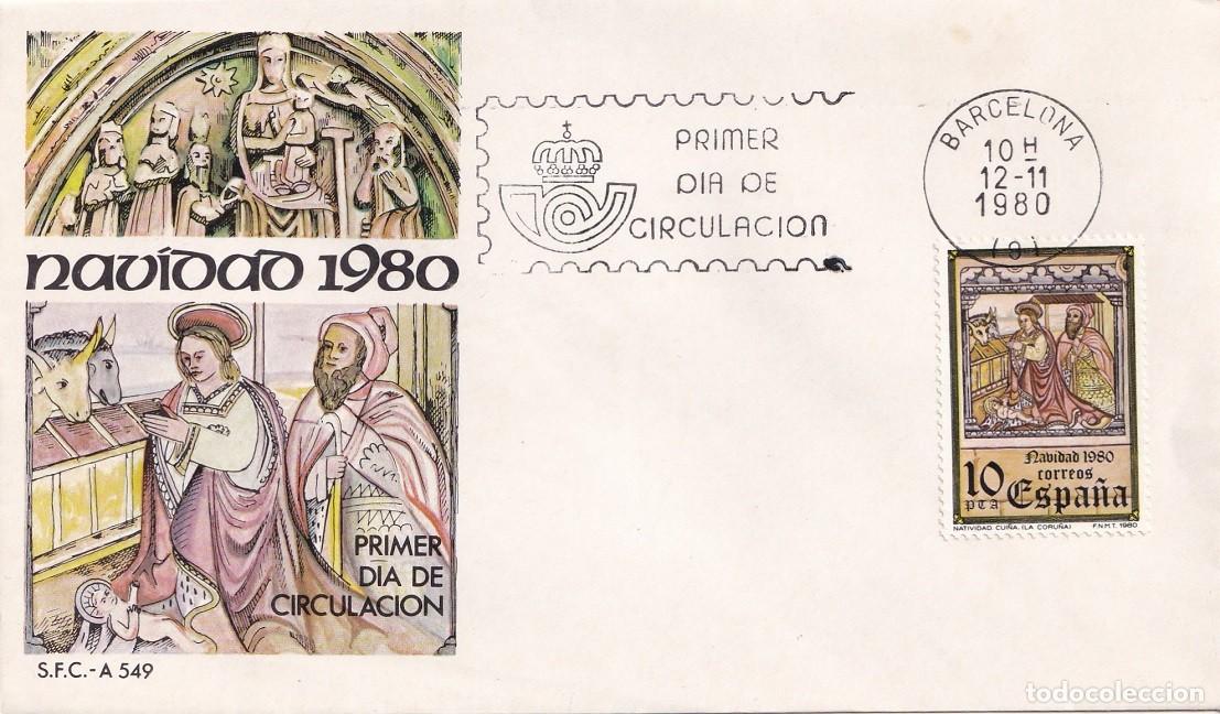 Sellos: SPD Barcelona 1980 - Navidad - Mural g&oacute;tico en Oza de los R&iacute;os (La Coru&ntilde;a) - Primer d&iacute;a - FDC