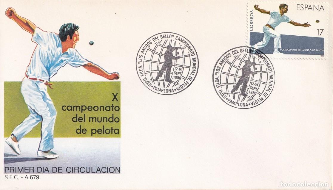 Sellos: SPD Pamplona 1986 - X Campeonato del mundo de pelota - Primer d&iacute;a de circulaci&oacute;n - FDC