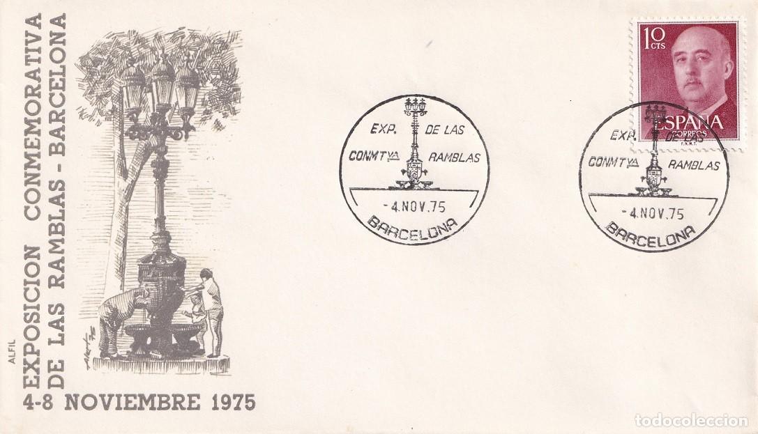 Sellos: Sobre Alfil Barcelona 1975 - Exposici&oacute;n conmemorativa de las Ramblas Barcelona - 4-8 Noviembre 1975