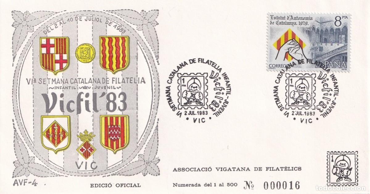 Sellos: Sobre Vic 1983 - Vicfil 83 VI Setmana Catalana de Filat&egrave;lia Infantil Juvenil - Edic Ofic numerada 16
