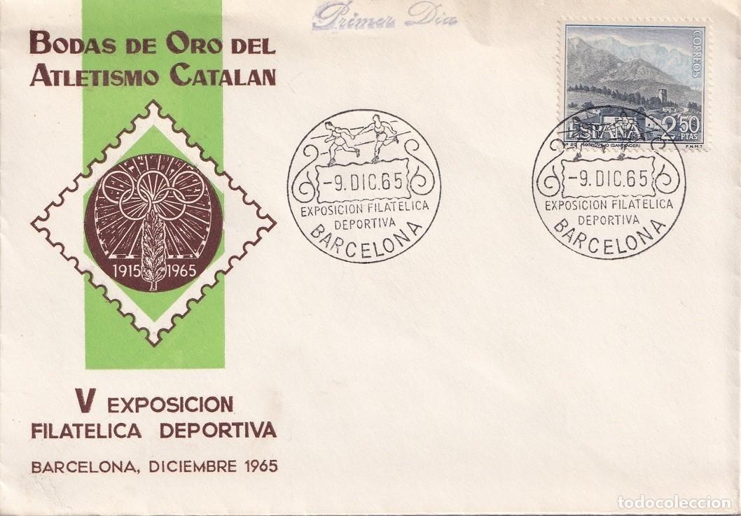 Sellos: SPD Barcelona 1965 - Bodas de Oro del Atletismo catal&aacute;n - V Exposici&oacute;n Filat&eacute;lica Deportiva