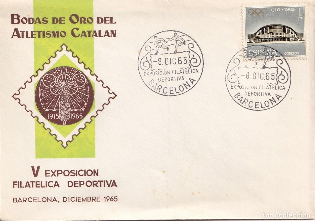 Sellos: SPD Barcelona 1965 - Bodas de Oro del Atletismo catal&aacute;n - V Exposici&oacute;n Filat&eacute;lica Deportiva