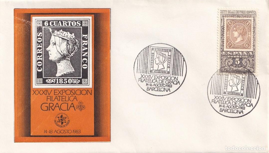 Sellos: Sobre Barcelona 1983 - XXXIV Exposici&oacute;n Filat&eacute;lica de Gracia - Matasellos especiales
