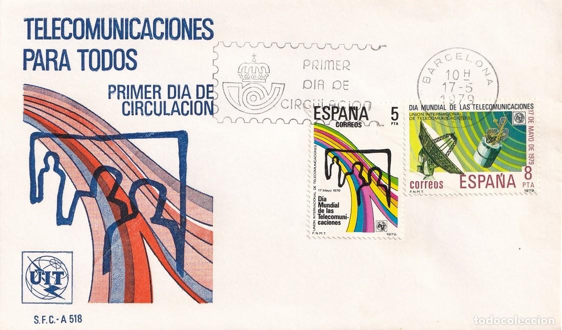 Sellos: SPD Barcelona 1979 - Telecomunicaciones para todos - UIT - Primer d&iacute;a de circulaci&oacute;n - FDC
