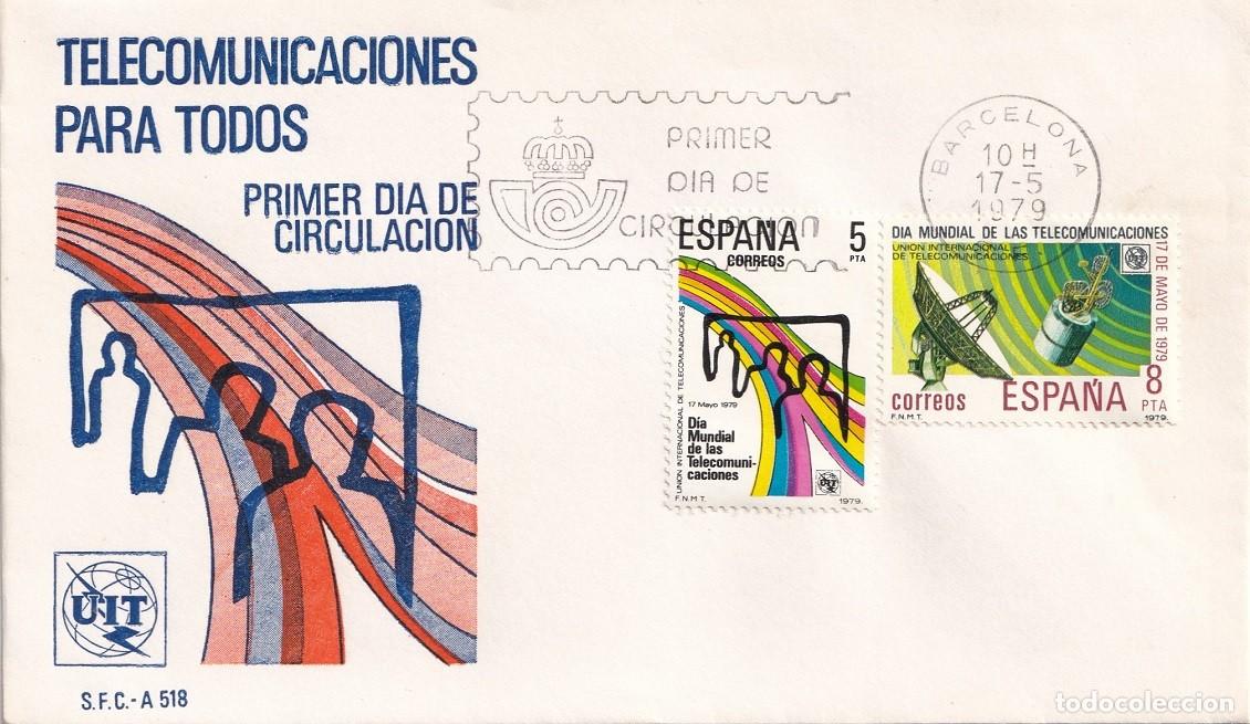 Sellos: SPD Barcelona 1979 - Telecomunicaciones para todos - UIT - Primer d&iacute;a de circulaci&oacute;n - FDC