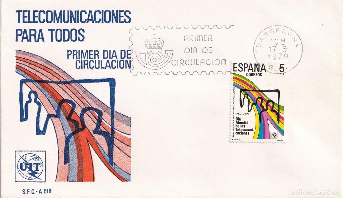 Sellos: SPD Barcelona 1979 - Telecomunicaciones para todos - UIT - Primer d&iacute;a de circulaci&oacute;n - FDC