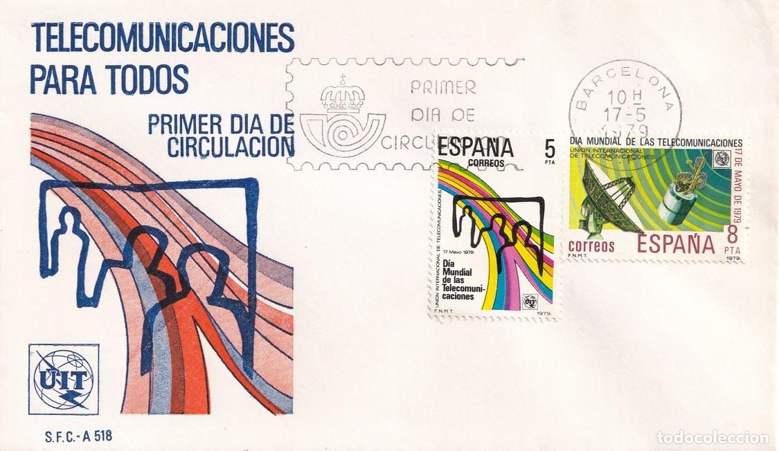 Sellos: SPD Barcelona 1979 - Telecomunicaciones para todos - UIT - Primer d&iacute;a de circulaci&oacute;n - FDC