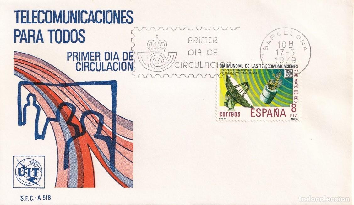 Sellos: SPD Barcelona 1979 - Telecomunicaciones para todos - UIT - Primer d&iacute;a de circulaci&oacute;n - FDC