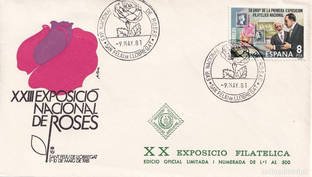 Stamps: Sobre San Feliu de Llobregat 1981 - XXIII Exposici&oacute; Nacional de Roses - XX Exposici&oacute; Filat&eacute;lica
