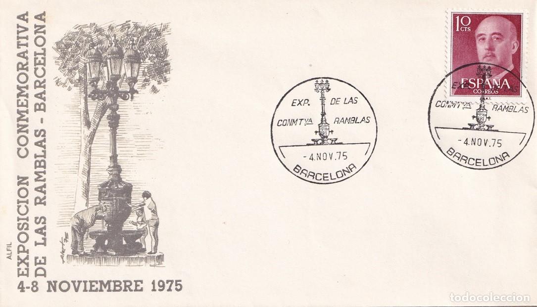 Sellos: Sobre Alfil Barcelona 1975 - Exposici&oacute;n conmemorativa de las Ramblas Barcelona - 4-8 Noviembre 1975