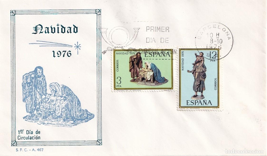 Sellos: SPD Barcelona 1976 - Navidad - Misterio - Figura de bel&eacute;n - Primer d&iacute;a de circulaci&oacute;n - FDC