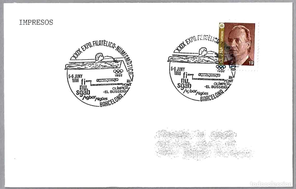 Sellos: Matasellos EXP. FINUSGAB - FONT OLIMPICA . EL BUSSEIG. Barcelona 1996