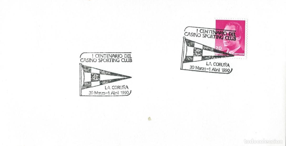 Sellos: 1990. CORU&Ntilde;A. MATASELLOS/POSTMARK. I CENTENARIO CASINO SPORTING CLUB. DEPORTES/SPORTS.