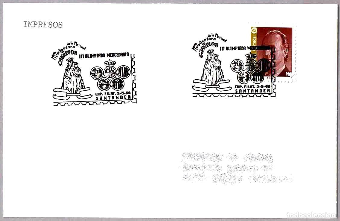 Sellos: Matasellos III OLIMPIADA MERCEDARIA - MARIA DE LA MERCED. Santander, Cantabria, 1996