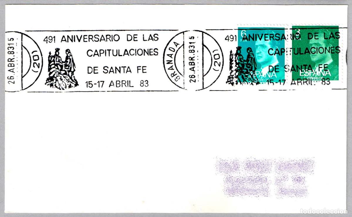 Sellos: Matasellos rodillo 491 ANIV. DE LAS CAPITULACIONES DE SANTA FE. Granada, Andalucia, 1983