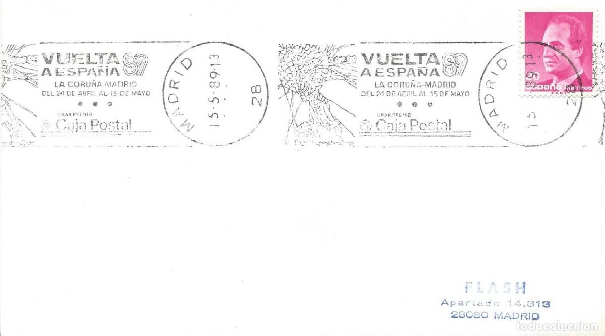 Sellos: 1989. MADRID. RODILLO/SLOGAN. VUELTA CICLISTA A ESPA&Ntilde;A CORU&Ntilde;A - MADRID. DEPORTES/SPORTS. CICLISMO.