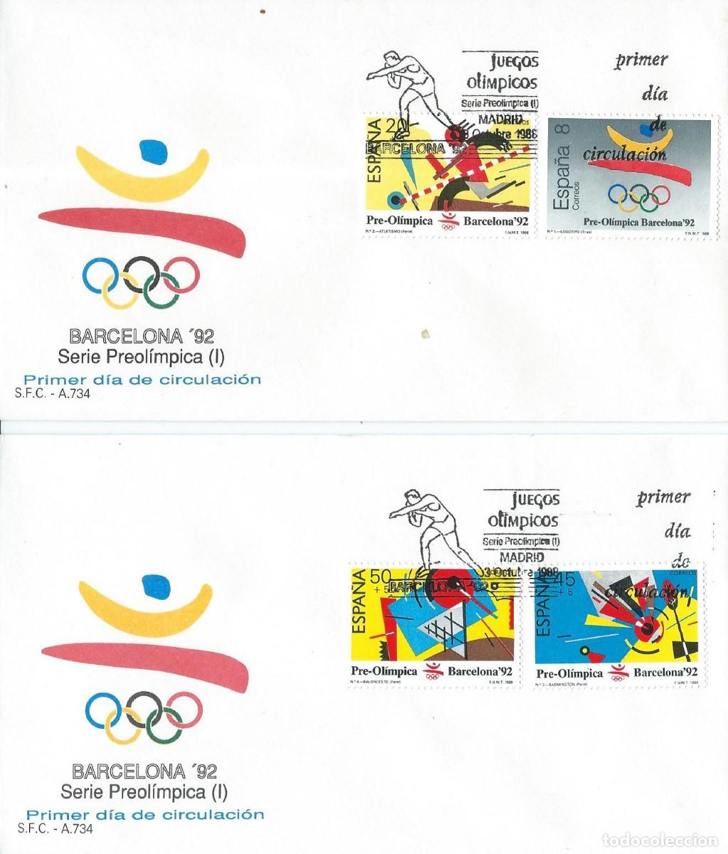 Sellos: 1988. MADRID. SPD/FDC. I PREOL&Iacute;MPICA. JUEGOS OL&Iacute;MPICOS. EDIFIL 2963/6. OLYMPIC GAMES. DEPORTES.