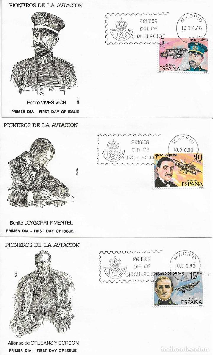 Sellos: PIONEROS DE LA AVIACION 1980 (EDIFIL 2595/98) EN CUATRO SPD DIFERENTES ALFIL MADRID RAROS ASI XZX