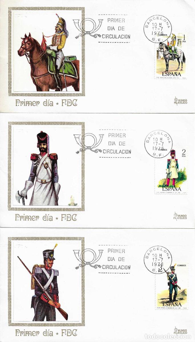Sellos: UNIFORMES MILITARES 1976 VI GRUPO (EDIFIL 2350/54) EN CINCO SPD MUNDO FILATELICO BARCELONA RARO XZX