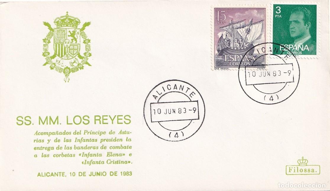 Sellos: Sobre Filossa Alicante 1983 - SS.MM los Reyes y Pr&iacute;ncipe Infantas entrega de las banderas de combate
