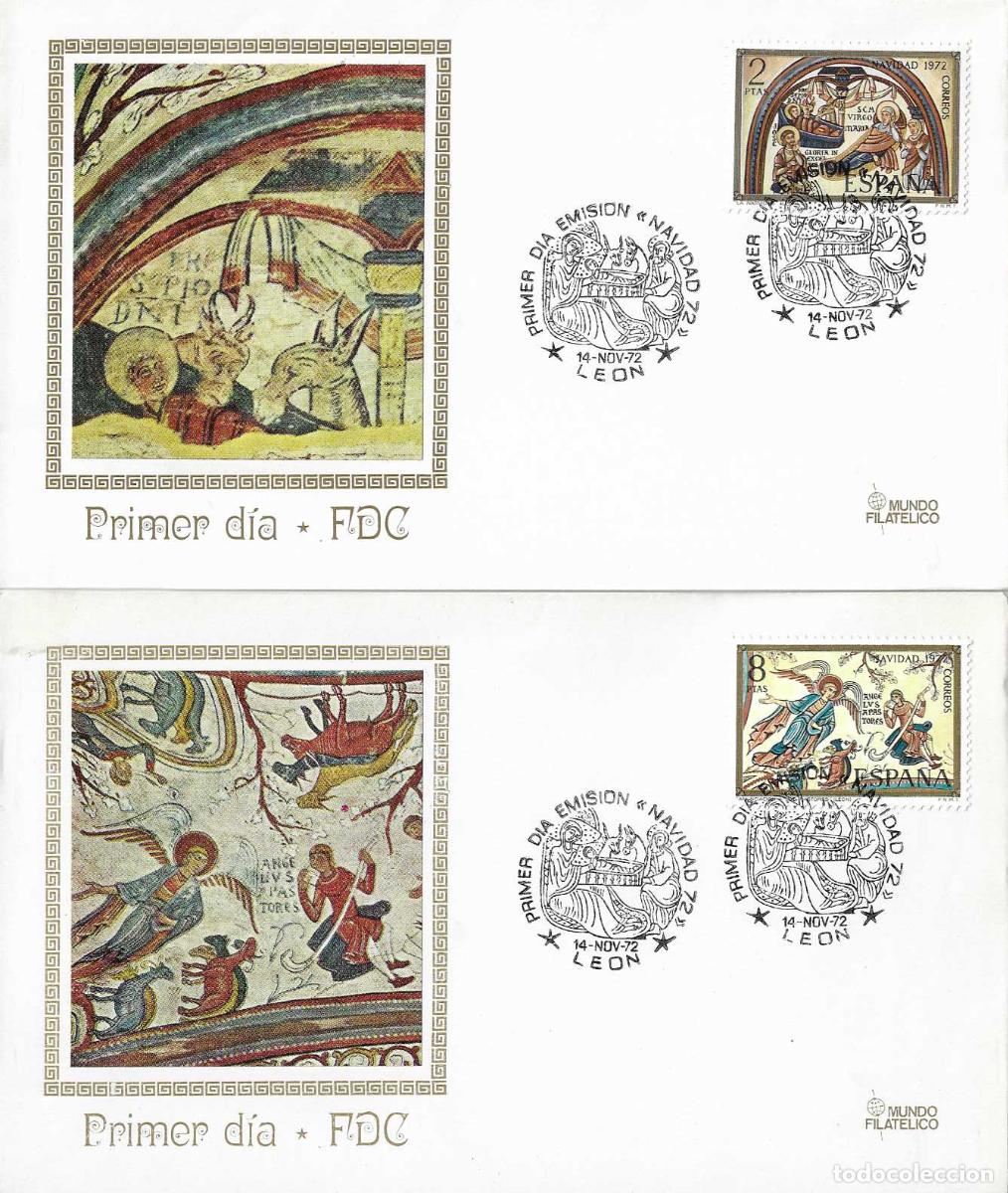 Sellos: NAVIDAD 1972 (EDIFIL 2115/16) EN DOS SPD DE MUNDO FILATELICO RELIGION MATASELLOS LEON RAROS ASI XZX